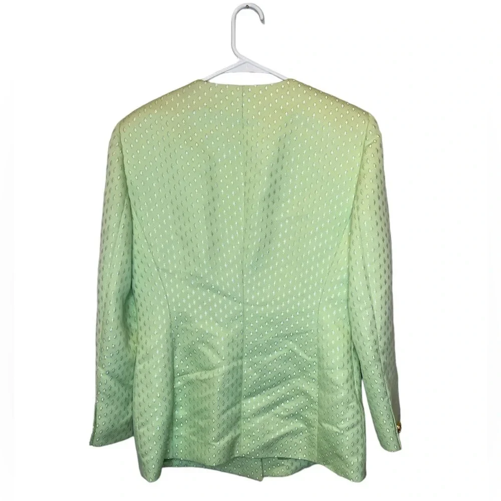 ESCADA Couture Women's Light Green Blazer Jacket Diamond Pattern Size 40
